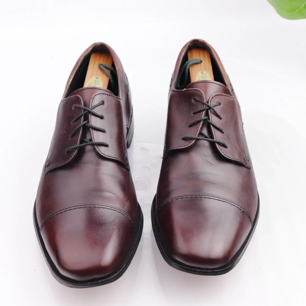 Florsheim Shoes Mens Welles Oxford Size 10.5 D Brown Leather Cap Toe Derby Dress